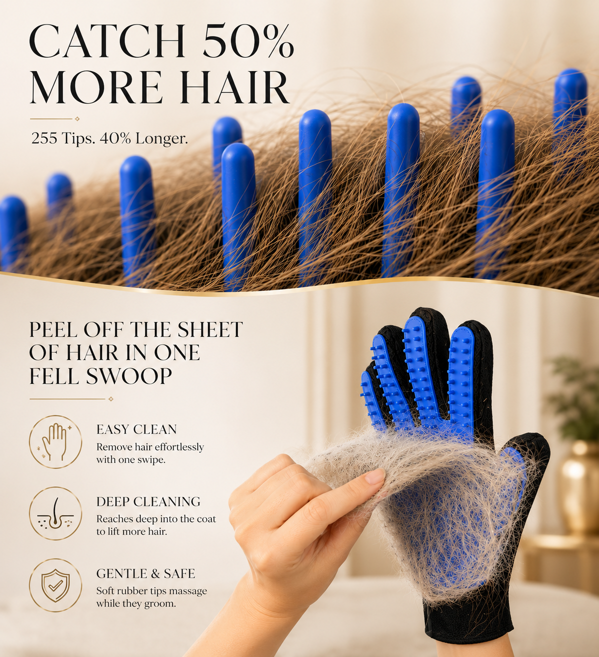 Pet Hair Removal Grooming Gloves