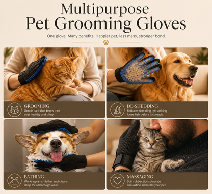 Pet Hair Removal Grooming Gloves